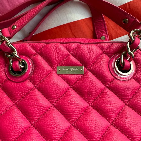 kate spade quilted purse with removable crossbody strap in hot pink, gold coast - Picture 2 of 9